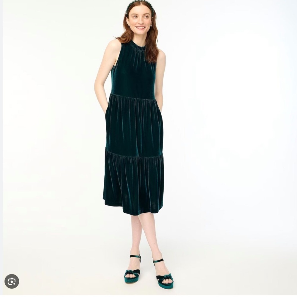 J crew velvet dress tiered new size 4